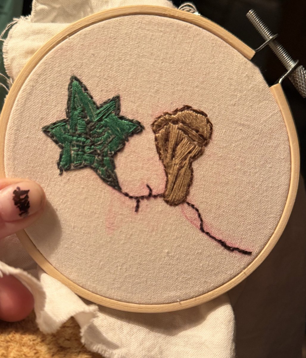 LivingOffSpite's tweet photo. Tried embroidery for the first time and made the Eden sapling from iron lung!

#ironlung https://t.co/yf7zon7giN