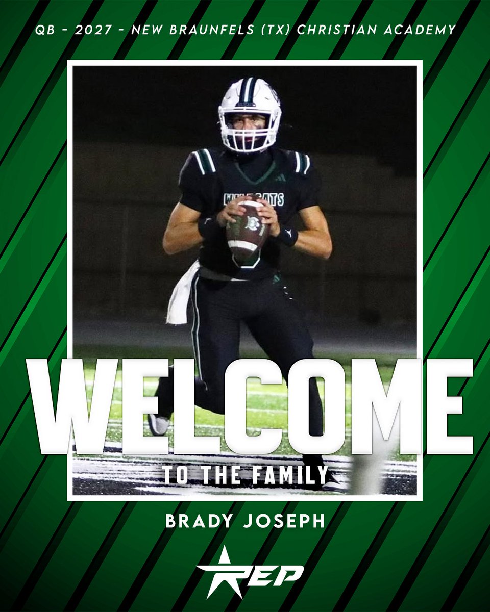 Locked In and Ready To Go🔒 

Welcome to the REP Football Family, <a href="/Brady_Joseph8/">Brady Joseph</a>!

Excited to have the 2027 QB from New Braunfels (TX) Christian Academy on board and ready to get to work.  

#REPFootball #FootballRecruiting
