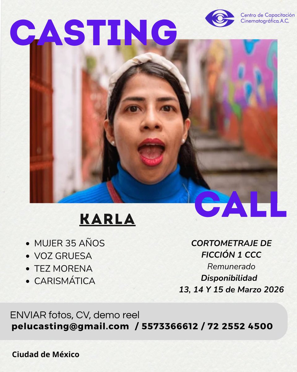 sofujar's tweet photo. Buscamos actriz! 
Cdmx📍@CCCMexico https://t.co/umcWBCLahf