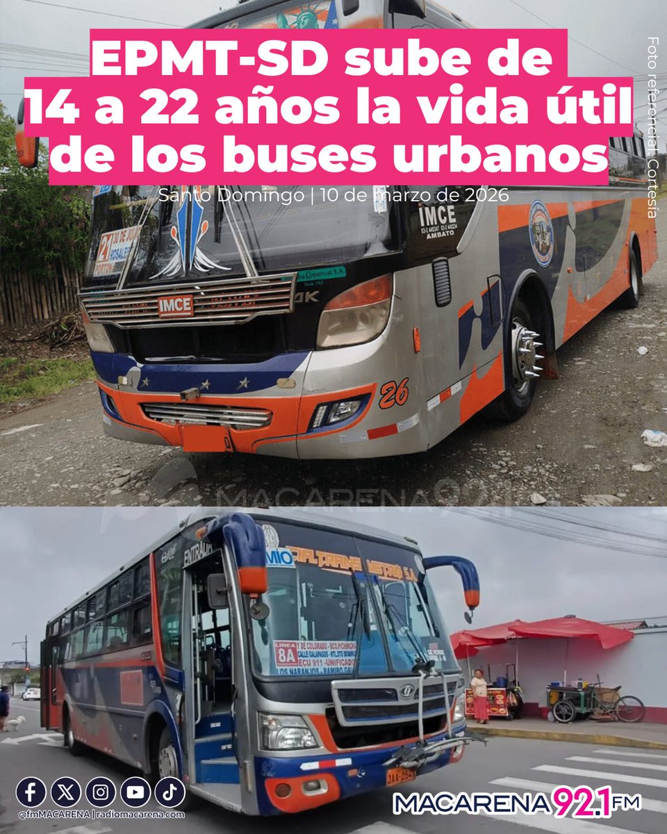 La  EPMT-SD amplió de 14 a 22 años la vida útil de los buses de transporte urbano en #SantoDomingo. Así lo informó Héctor Fiallo, gerente de la empresa.