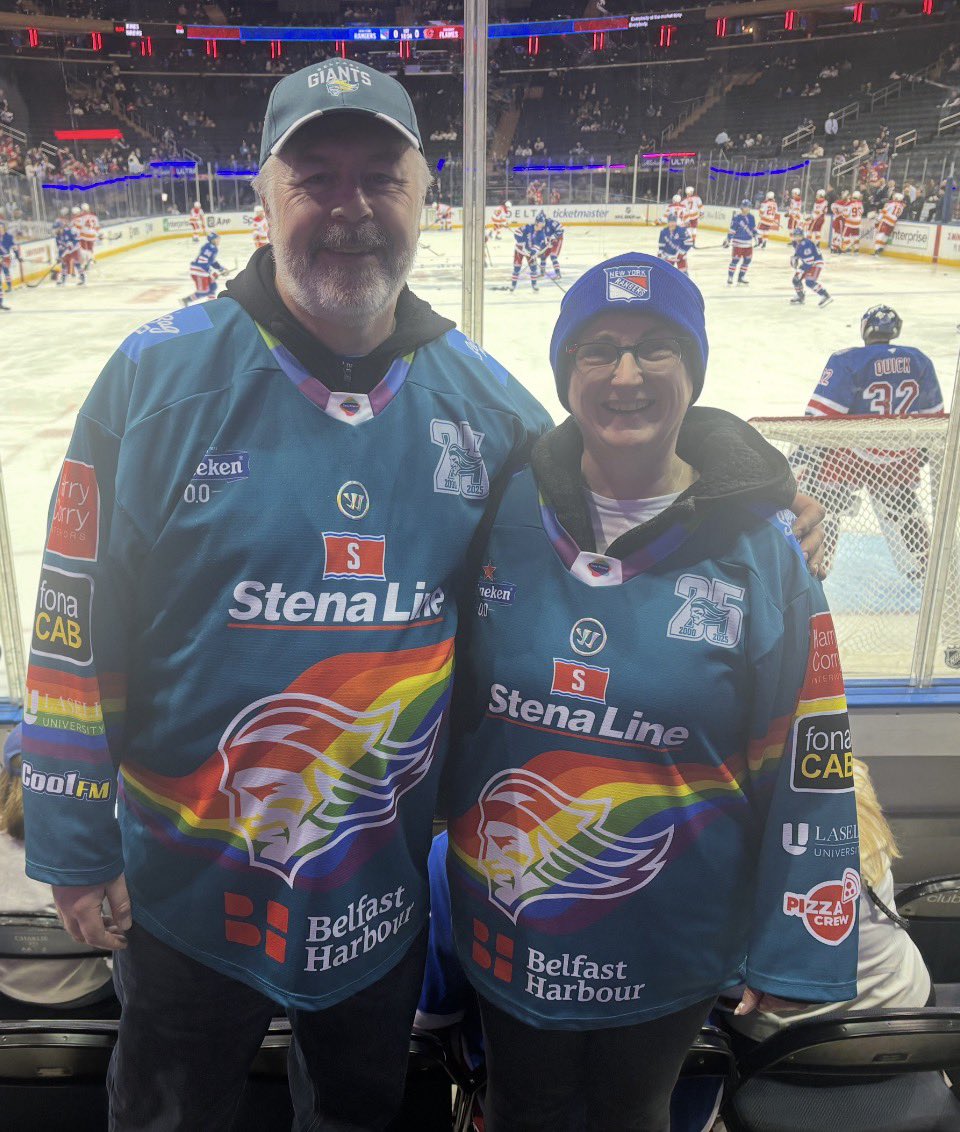 purpleele's tweet photo. First game of the week Rangers v Flames. So happy to get to see Quick again in nets! Of course representing @BelfastGiants with @rykervo https://t.co/0KBOLfchmb