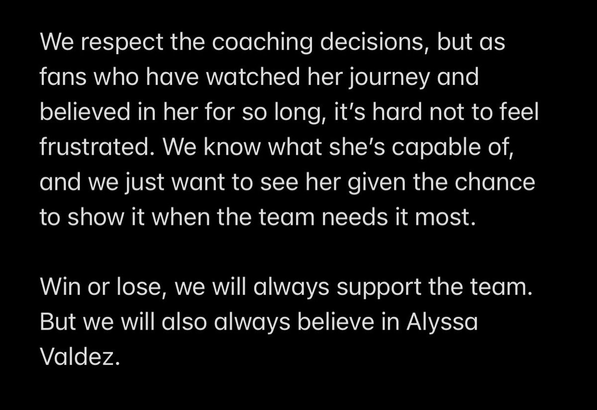 Pa rant minsan lang magsalita, di na kaya itago eh..

First, Alyssa Valdez is Alyssa Valdez — reliable, loved by millions of people. Some fans even make an effort to save money for transportation just to go to Manila and watch her play. Read more… #AlyssaValdez