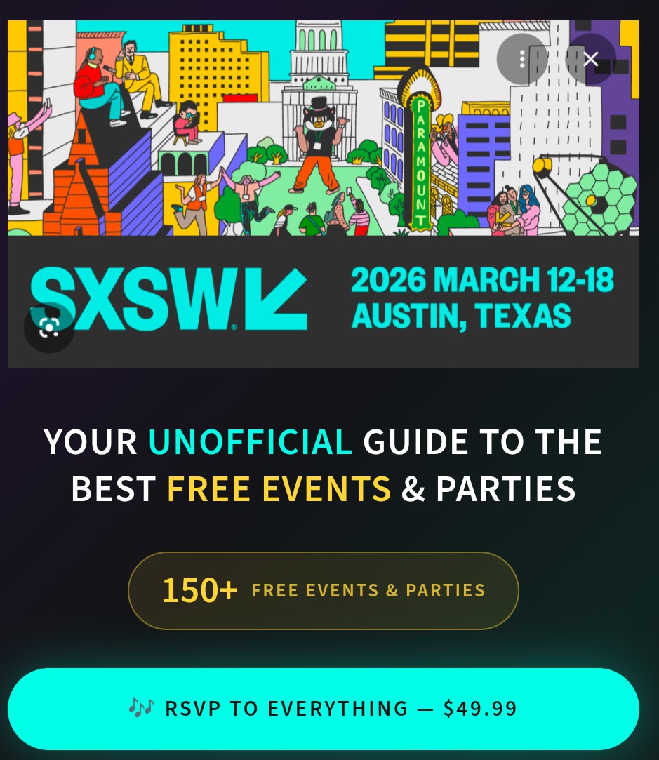 mackdanite's tweet photo. @AshCrossan There's still time to RSVP to all the cool stuff sxsw has to offer!!
https://t.co/uuh4WlR46R
@sxsw #sxdrinks #sxfood #sxlines https://t.co/T0u3IGJH4M