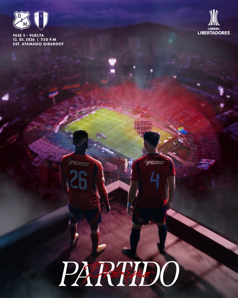 DIM_Oficial's tweet photo. 🔜🔴🔵] Próximo partido:
🆚 C.A. Juventud🇺🇾
🏆 Fase 3 (vuelta) - CONMEBOL Libertadores 2026
📆 Jueves 12/03
⌚️ 7:30 p.m. 
🏟️ Atanasio Girardot
🎟️ DIM Plus

#VamosPoderoso ❤️💙 https://t.co/HtQjUYQQum