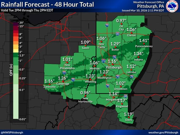 In addition to the severe weather threat for the Wed through Wed night ...