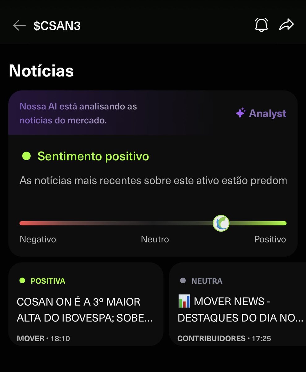 Uma das maiores altas de CSAN3 no ano

Analyst, AI da Traders, detectou sentimento positivo das notícias após a divulgação do resultado da empresa

Bem-vindo ao futuro