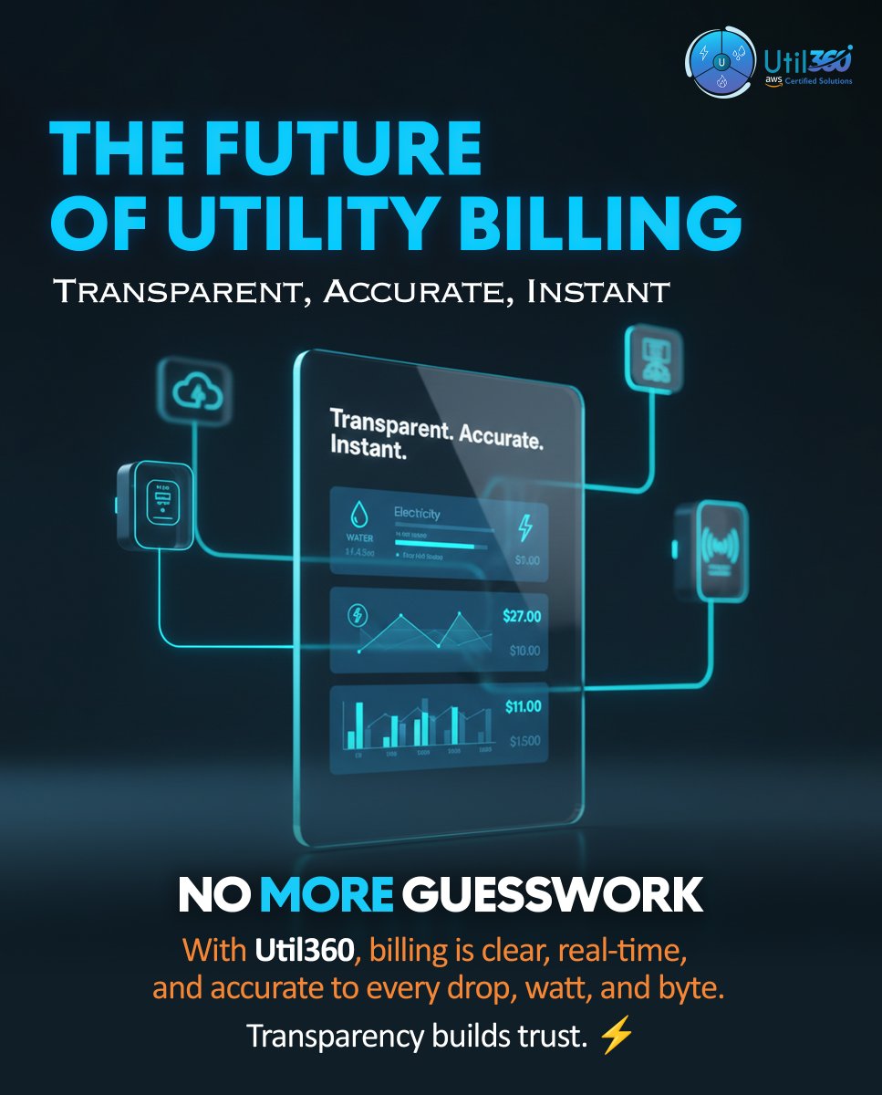 Util3601's tweet photo. The Future of Utility Billing 📲

No more bill shock. Customers expect real-time, transparent usage data.
Util360 helps utilities deliver accurate billing, reduce disputes, and build trust through smart digital solutions.

Learn more: https://t.co/yk4mFgUKzR

#UtilityBilling https://t.co/1jaYsUEGu5