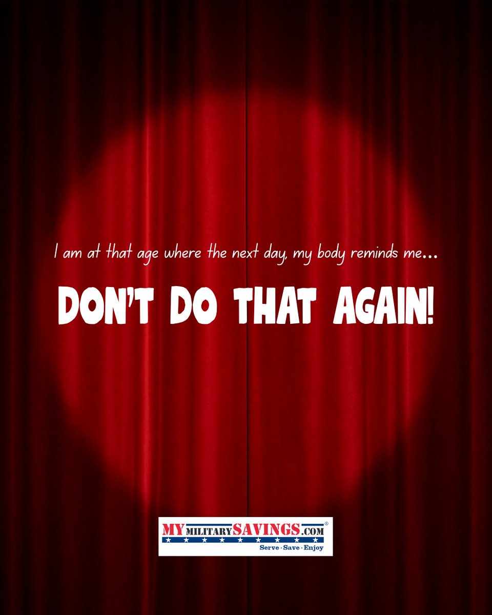 MyMilitarySvgs's tweet image. Getting old can be rough😂!

#MMS #gettingold

mymilitarysavings.com