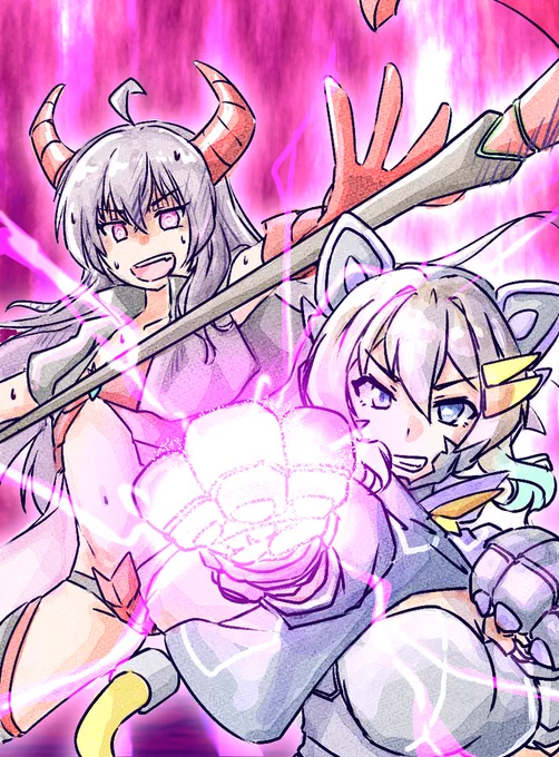 締め切りまでコラボFAは描く所存 仕事の休み時間に描いてる落描きですが一緒に楽しんで頂けたら 描きながらよその子のセンスを学んでおりまする #うちのこ光闇ファンタジー