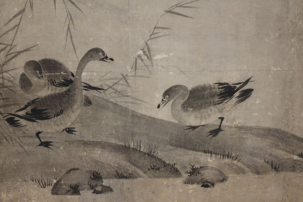 現存最古の水墨襖絵／ 2F-3展示室では、大徳寺の塔頭養徳院に伝来した