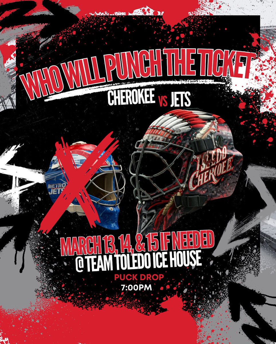 Toledo_Cherokee's tweet photo. One team punches the ticket.
One team goes home.
See you in Toledo. 🎟️🏒
#ROLLTRIBE #SAPPYSTRONG #REDEMPTIONTOUR https://t.co/5MMv09CkDr