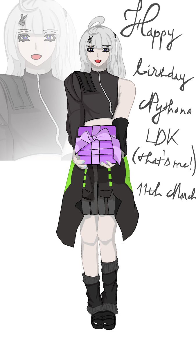LDKeater's tweet photo. It’s my birthday and I’m pick one of my OCs to draw them gifting me birthday present 💝 !!!

#drawing #krita #birthday https://t.co/lI0yrQJ4JY
