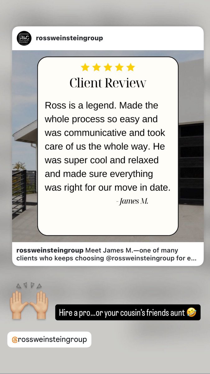 rossweinstein's tweet photo. Meet James M.—one of many clients who keeps choosing @rossweinsteingroup for every move.

Why? Local insight. Personalized service. Negotiation skills that seal the deal. 🏡✨

Buying or selling in LA/OC doesn’t have to be stressful—let’s make it seamless. https://t.co/ZqJ96siRHn