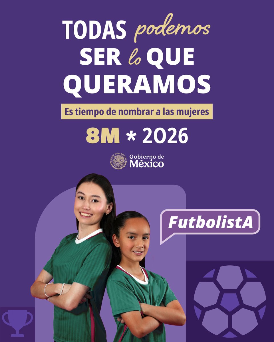 #8M2026
El talento en la cancha no tiene género. Reconocer a la Futbolista por su aporte al deporte, es clave para construir un país con igualdad de oportunidades. ⚽

En #México, es tiempo de nombrar a las mujeres.

#TecNMenAcción
#SerLoQueQueramos
#ConA