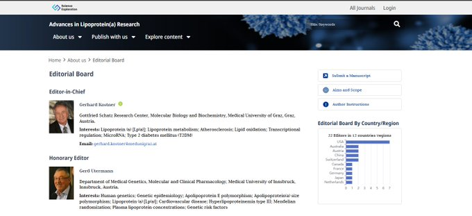 Advances in Lipoprotein(a) Research (ALR) is seeking outstanding experts in the Lp(a) research field to join our Editorial Board and Young Editorial Board.
Click the link below for more details.
sciexplor.com/alr
#Lpa #Journal #Editorialboard