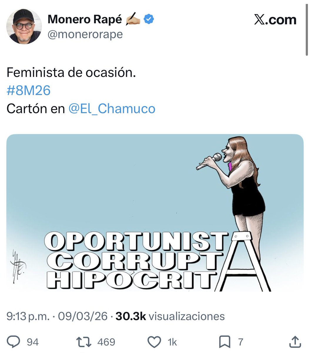 Curioso que un hombre quiera explicarnos a las mujeres cómo se lucha por nuestros derechos.
Mientras estos opinan desde el cartón, nosotras seguimos en la calle desde hace 10 años alzando la voz. 

Porque 11 feminicidios al día no se combaten con caricaturas, verdad zalamero?