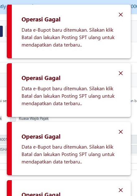 eeyyjo's tweet photo. @kring_pajak saya ingin melaporkan SPT Tahunan Badan, muncul tulisan operasi gagal, saya tdk ada pilih YA di E13 yang artinya perusahaan tidak ada bukti potong, tapi saya tetap coba klik lakukan posting data ulang, ketika ingin klik lapor lagi tetap muncul sprti ini trus, knp ya? https://t.co/D853OrNRwP