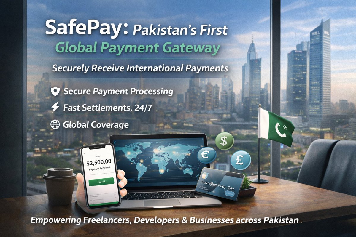 SafePayPK's tweet photo. 🚀 Proud to introduce Safepay - building Pakistan’s next-generation global payment gateway for freelancers, developers, startups, and businesses to receive secure international payments worldwide. 🌍💳
Fast • Secure • Global
 #Fintect #GlobalPayments #Freelancers #startupsoul https://t.co/tGxe6xEYew