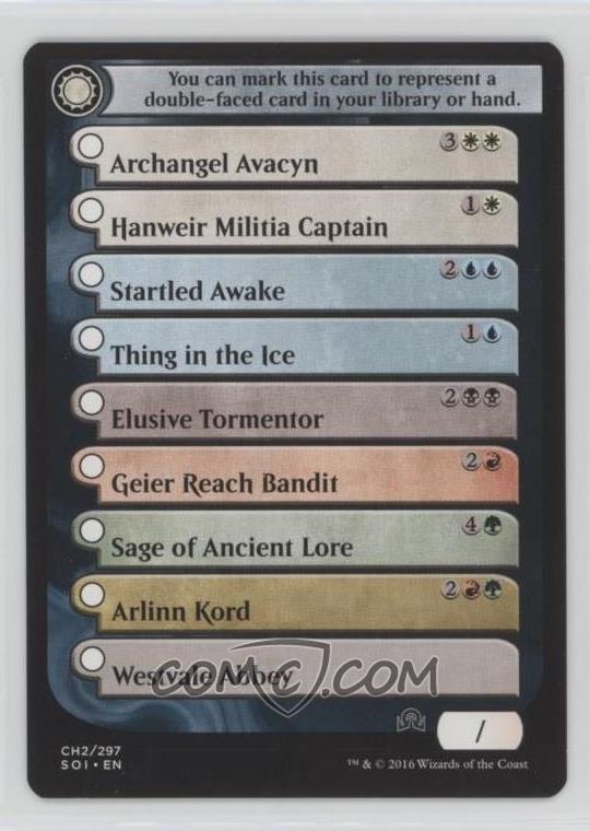 LimitedCards's tweet image. 🪄MARCH MADNESS - 20% OFF SALE🪄

⚠️ Our most recent sale on @CheckOutMyCards:

2016 Magic: The Gathering Shadows over Innistrad SOI Tokens #CH2 Checklist 2

Trading Card Game TCG

💰 WAS $0.64 - SOLD FOR $0.52 💰

Much more available on COMC here:
comc.com/Users/limitedb…
and on