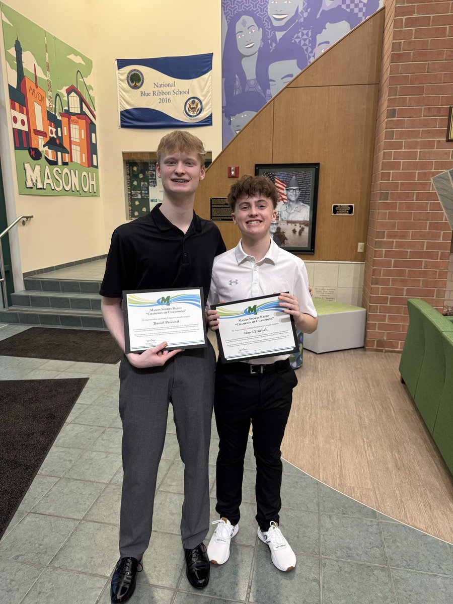 PennettiDaniel's tweet photo. We had the incredible opportunity to be recognized at tonight’s Mason City Schools Board Of Education meeting for our work with @MHSsportsradio 

Thank you @MasonSchools for allowing myself and the team to be there tonight! https://t.co/jEj8zPvs8V