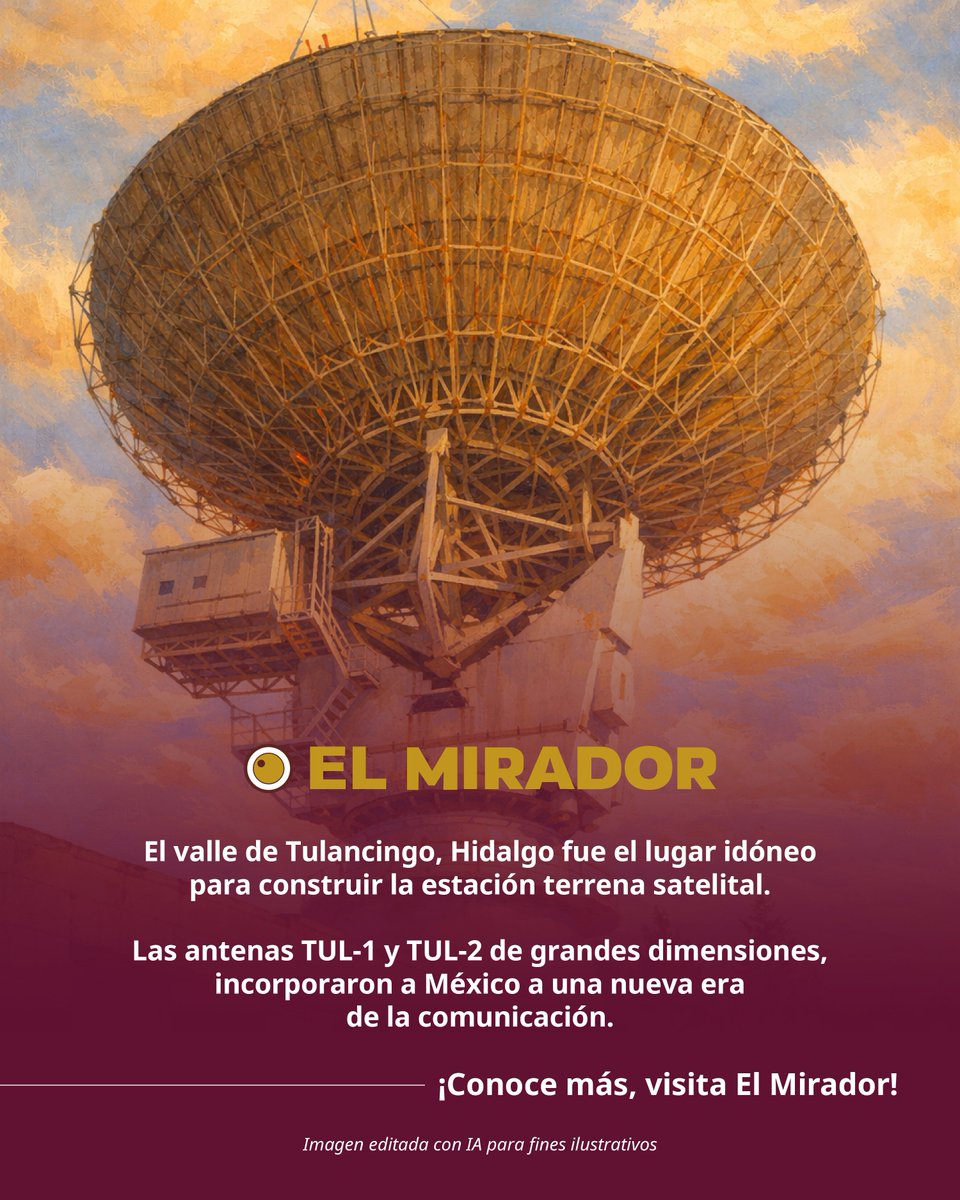 🛰️☄️Conoce el proyecto de una estación terrena de comunicaciones satelitales en Tulancingo, Hidalgo. ¡Visita El Mirador y conoce la infraestructura de las telecomunicaciones en México!

Asómate a #ElMirador 👇
🔗 elmirador.sct.gob.mx/cuando-el-futu…
