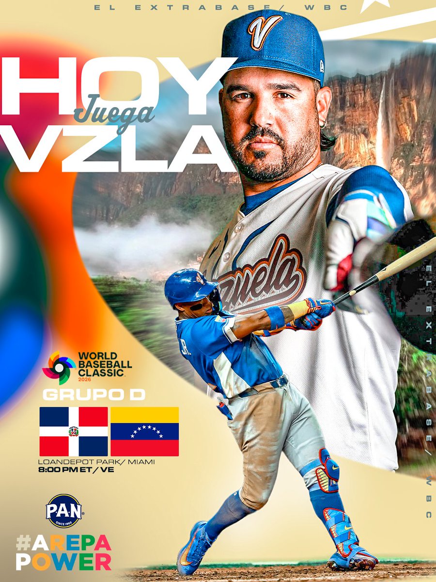 ¡HOY JUEGA VENEZUELA! 

¡JUEGO IMPORTANTE CONTRA REPÚBLICA DOMINICANA PARA DEFINIR AL GANADOR DEL GRUPO D! 

⏰: 8:00 PM ET / VEN
📍: Miami, FL
🏟️: loanDepot park 

Presentado por <a href="/PAN_IntlUS/">PAN US</a>. ¡Alimentamos la pasión por el deporte! #ArepaPower. 

#WBC | #ElExtrabase⚾️🇻🇪