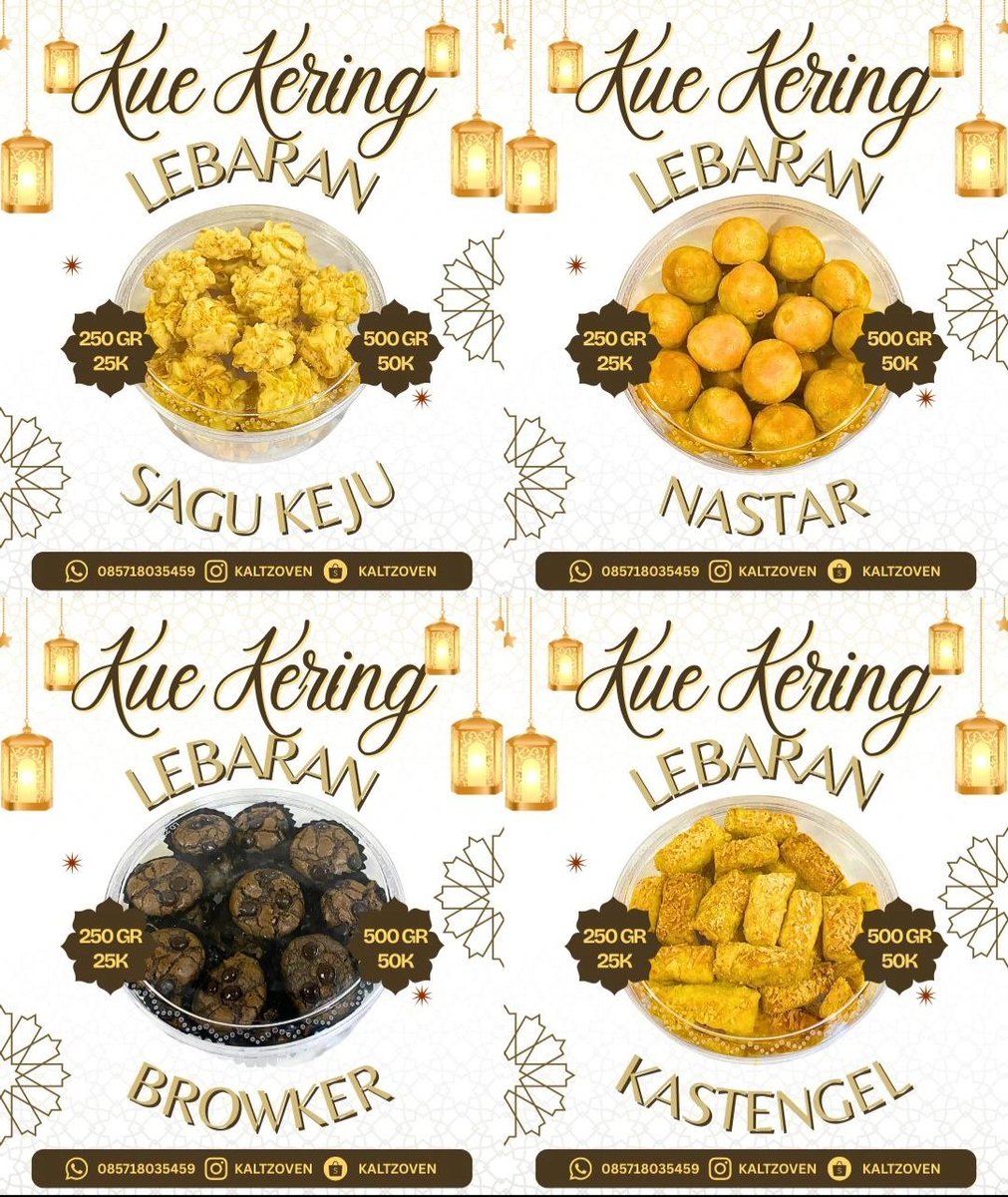 hymkasa's tweet photo. ✨️ Hampers Kue Lebaran ✨️
4 pilihan kue kering:
• Nastar
• Sagu Keju
• Kastengel
• Brownies Kering (Browker)
Harga:
• 250 gram Rp25.000/toples
• 500 gram Rp50.000/toples

GRATIS PACKAGING HAMPERS
Dengan beli 3 uk. 500gr (150k) atau 4 uk. 250gr (100k)

📍 DEPOK
Avail 🍊 https://t.co/NHJvZvwgfn
