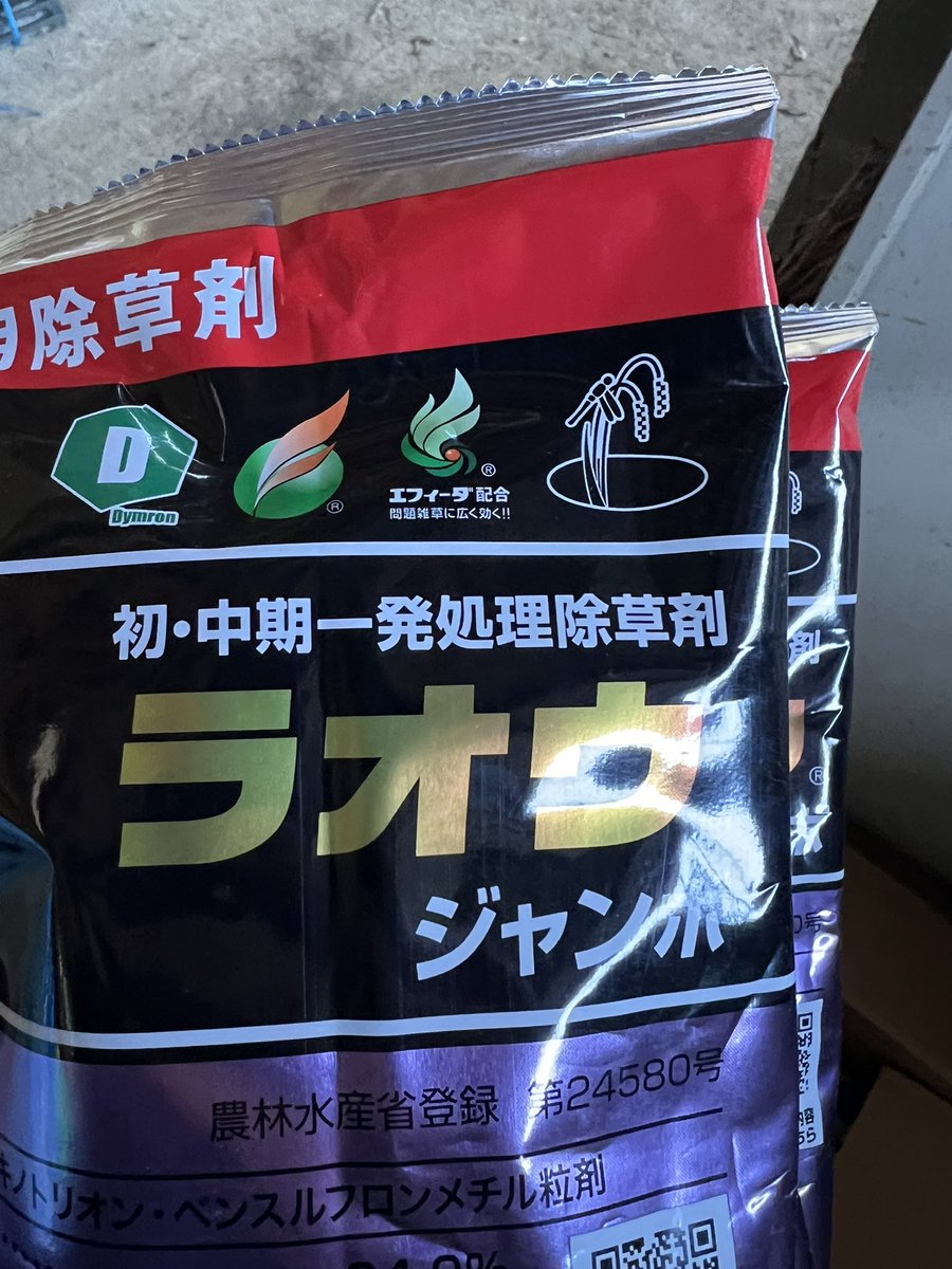 今年の除草剤は「ラオウ×5」 大きな声では言えないが、ジャンボタニシ
