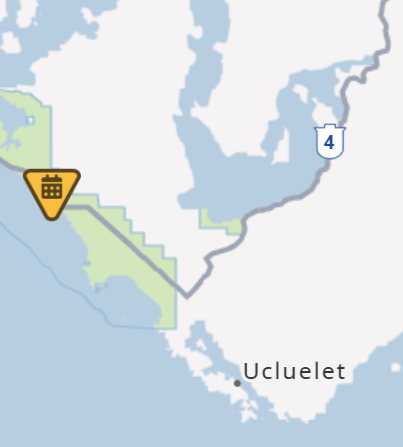 DriveBC's tweet photo. 🚧#BCHwy4 - traffic control and delays are to be expected in both directions between Green Point Park Access Rd and Rain Forest Access Rd starting at 6:00am on Wednesday due to construction.
#LongBeachBC #PacificRimNationalPark #VanIsle
ℹ️https://t.co/a1G0i1Gejm https://t.co/SJ6iag5bcA