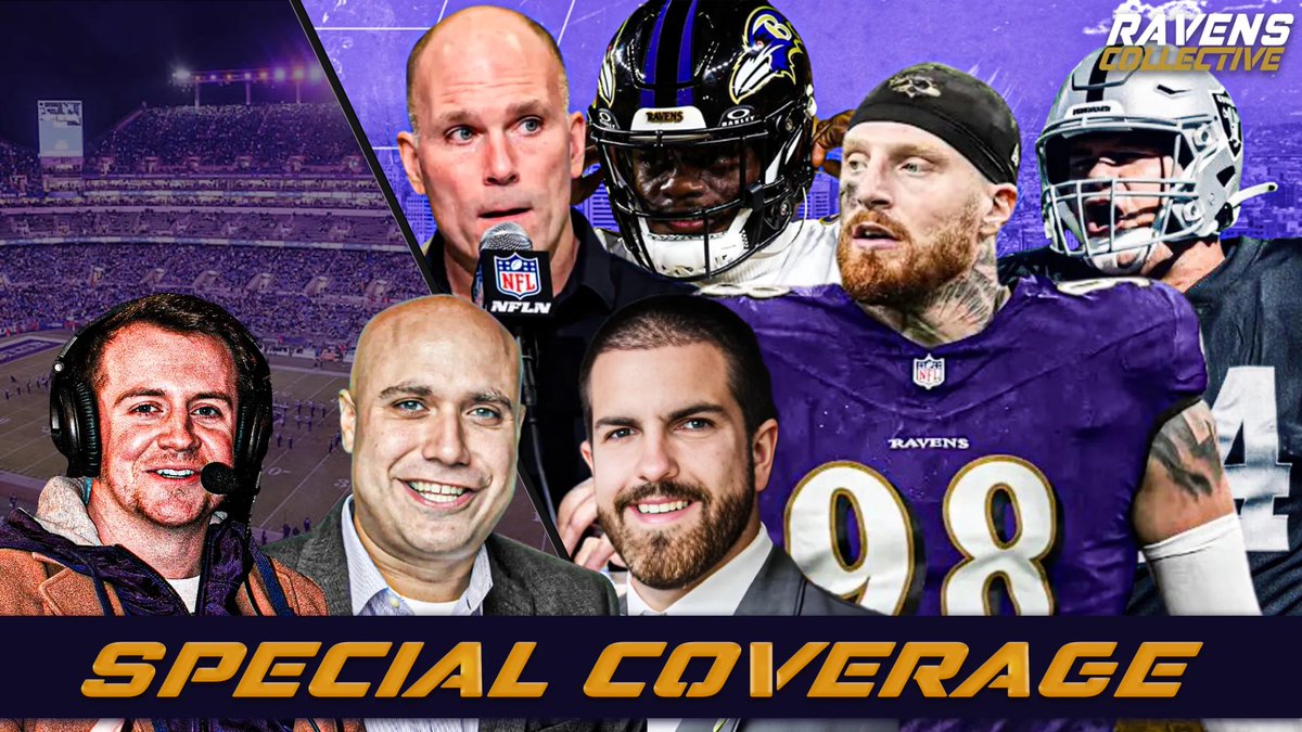 BaltimoreHMA's tweet photo. Ravens Collective is LIVE at 8 p.m. EST!

@JeffZrebiec, @BobbyBaltim0re, and @ColeJacksonFB covering:

- Free agency breakdown
- Tyler Linderbaum findings
- Maxx Crosby latest 

Watch on Youtube: https://t.co/K2WPuQfPli https://t.co/nmtWwMBvsL