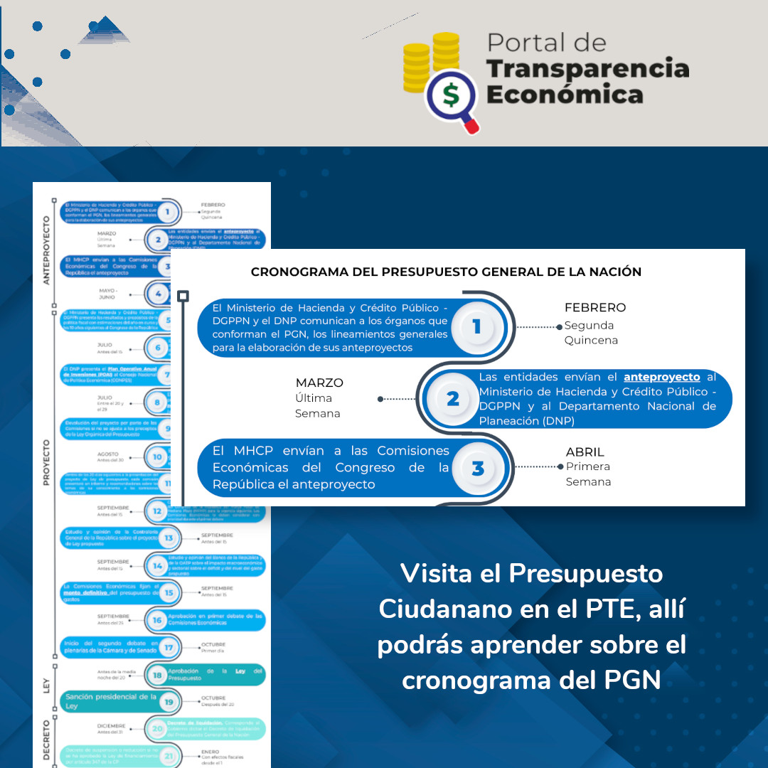 pteColombia's tweet photo. La Dirección General Del Presupuesto Público Nacional (DGPPN) del @MinHacienda, comunica a las entidades los lineamientos para la presentación de sus anteproyectos, los cuales deberán ser enviados según el cronograma del PGN, que puedes consultar en: https://t.co/Q9upIE5dmn https://t.co/JnCLhcXovA