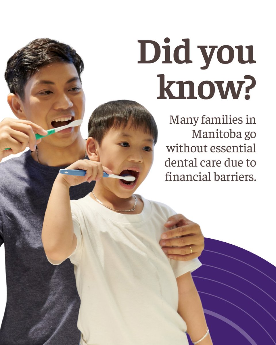 MBDentalFdn's tweet photo. 💡 Did you know? Many families in Manitoba go without essential dental care due to financial barriers.

The Manitoba Dental Foundation helps bridge this gap, supporting children, seniors, and underserved communities.

Help make a difference today:
https://t.co/IrnaG6TCiN https://t.co/r01y4ofXx1
