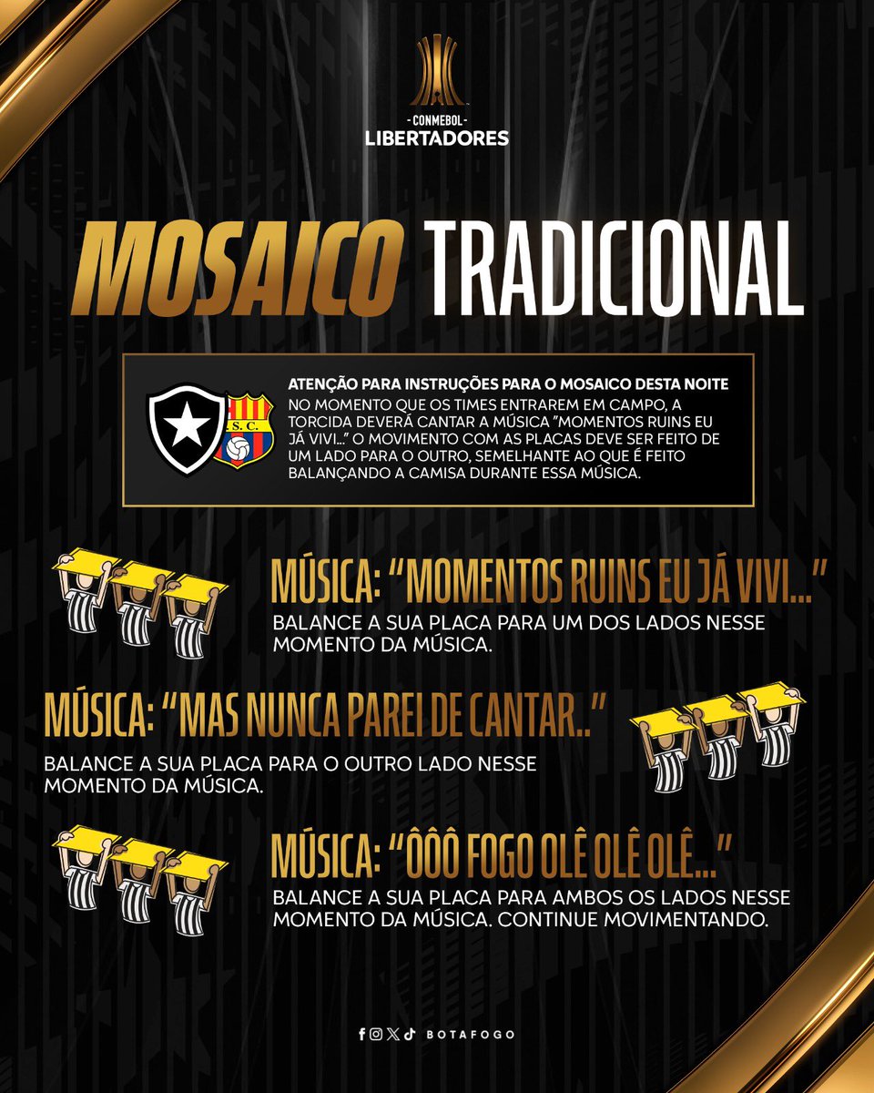 Botafogo's tweet photo. ENTRE CEDO E FAÇA A DIFERENÇA 🙌🏾🔥

Atenção às instruções do mosaico desta noite de Libertadores, Família Botafogo! ⚠️🏟️ #VamosBOTAFOGO

ℹ️ Ainda está em dúvida? assista ao vídeo de instruções no stories do Instagram! https://t.co/yRPfAh7sse