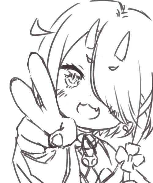 鬼灯わらべさんをお絵描き。