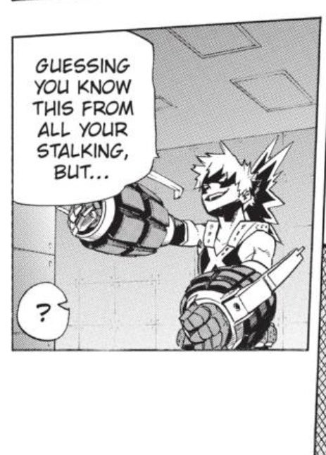 Cutecchan's tweet photo. Half this fandom constantly ignores the fact that Izuku canonically stalked Katsuki. So much so that he figured out Katsuki’s quirk without ever having it explained to him. 

Simple fact is, Katsuki pushed Izuku away FOR YEARS and Izuku came back every time 😭

Chapter 9 Page 18 https://t.co/zYi9pgyg3j