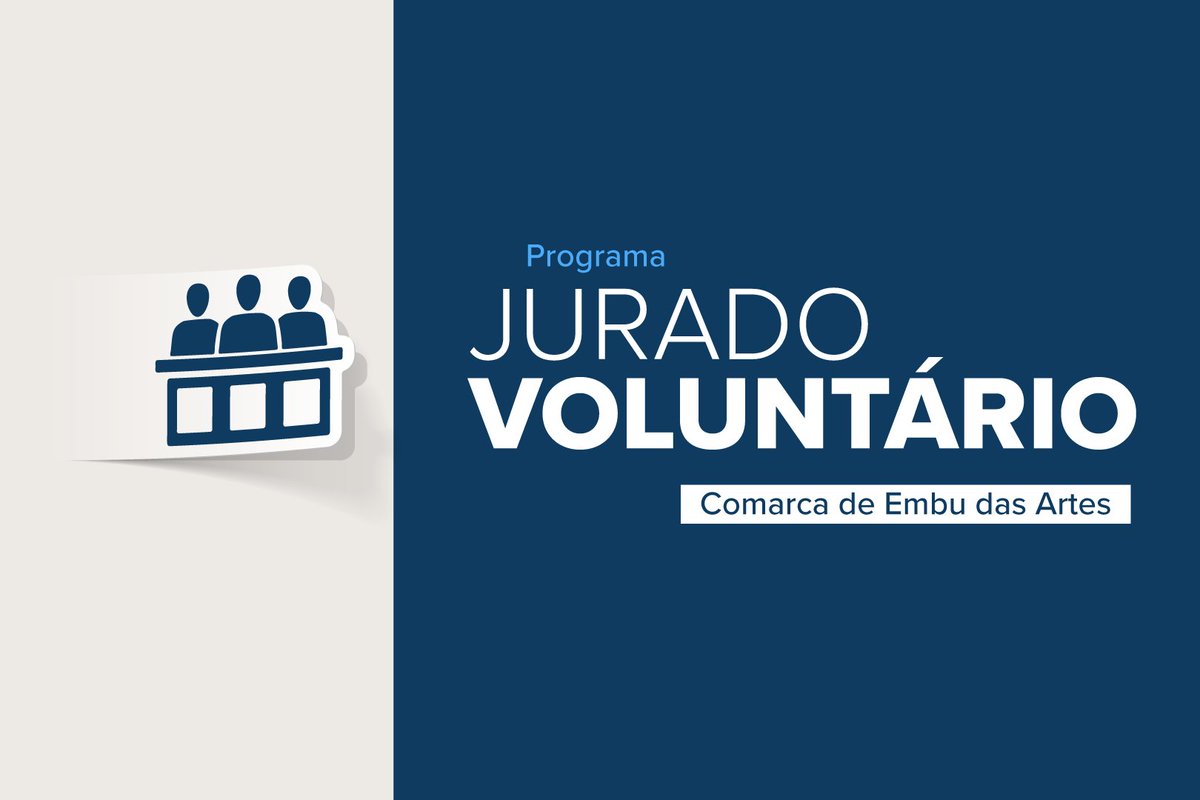 TJSPoficial's tweet image. Jurado voluntário: Comarca de Embu das Artes abre inscrições: tinyurl.com/mr7wbtcc #JúriPopular #JuradoVoluntário #TJSP #Justiça #Cidadania #EmbuDasArtes #TribunalDoJúri #RedesSociaisTJSP #SocialMedia #MídiasSociais