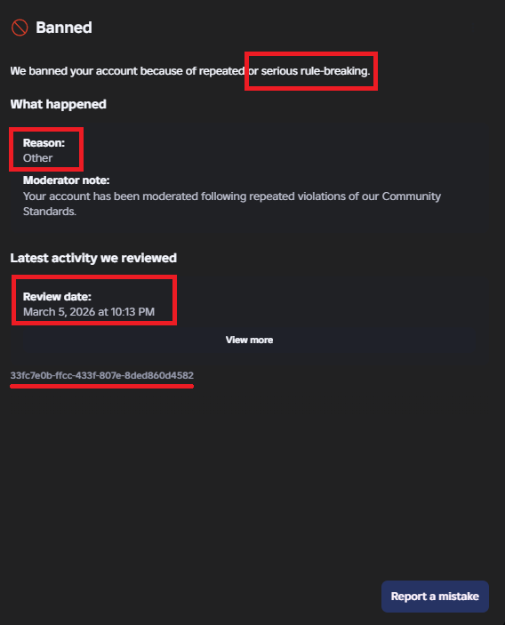NotTaiketsu's tweet photo. Hello @Roblox! I am looking for an appeal on my account "DanielDimananaFav1aA" as it was banned for reason "other", and seemed to provide no further explanation. I was hoping I could get a human to review my case and potentially lift the ban if it was an error. Thank you! https://t.co/qJ2Lo5gDJw
