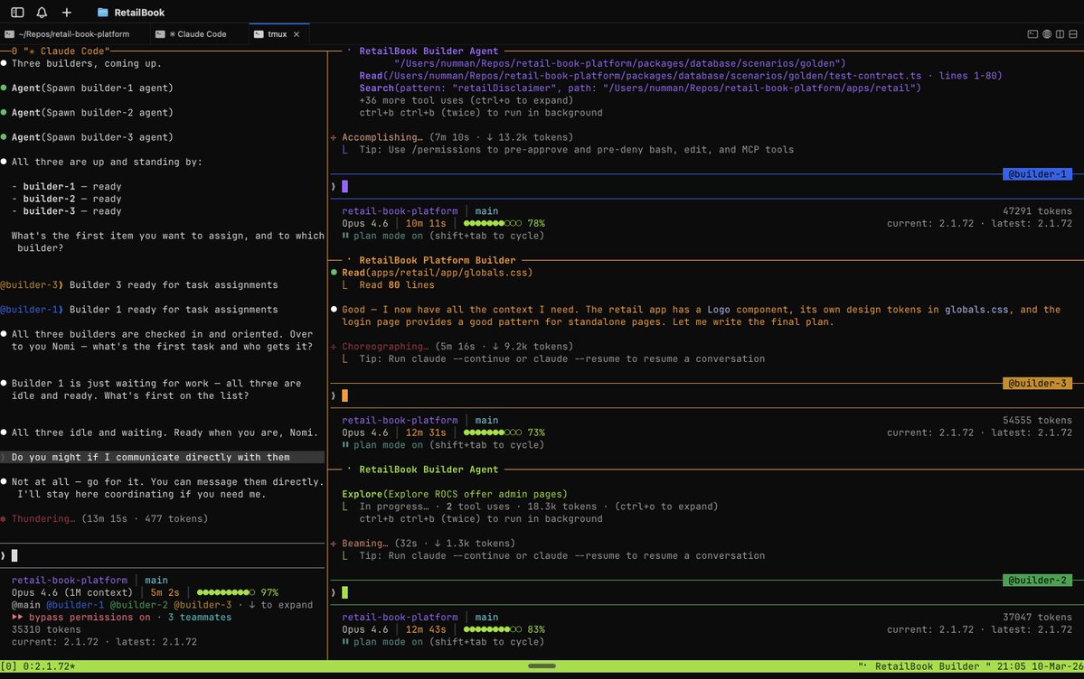 Tmux team panes