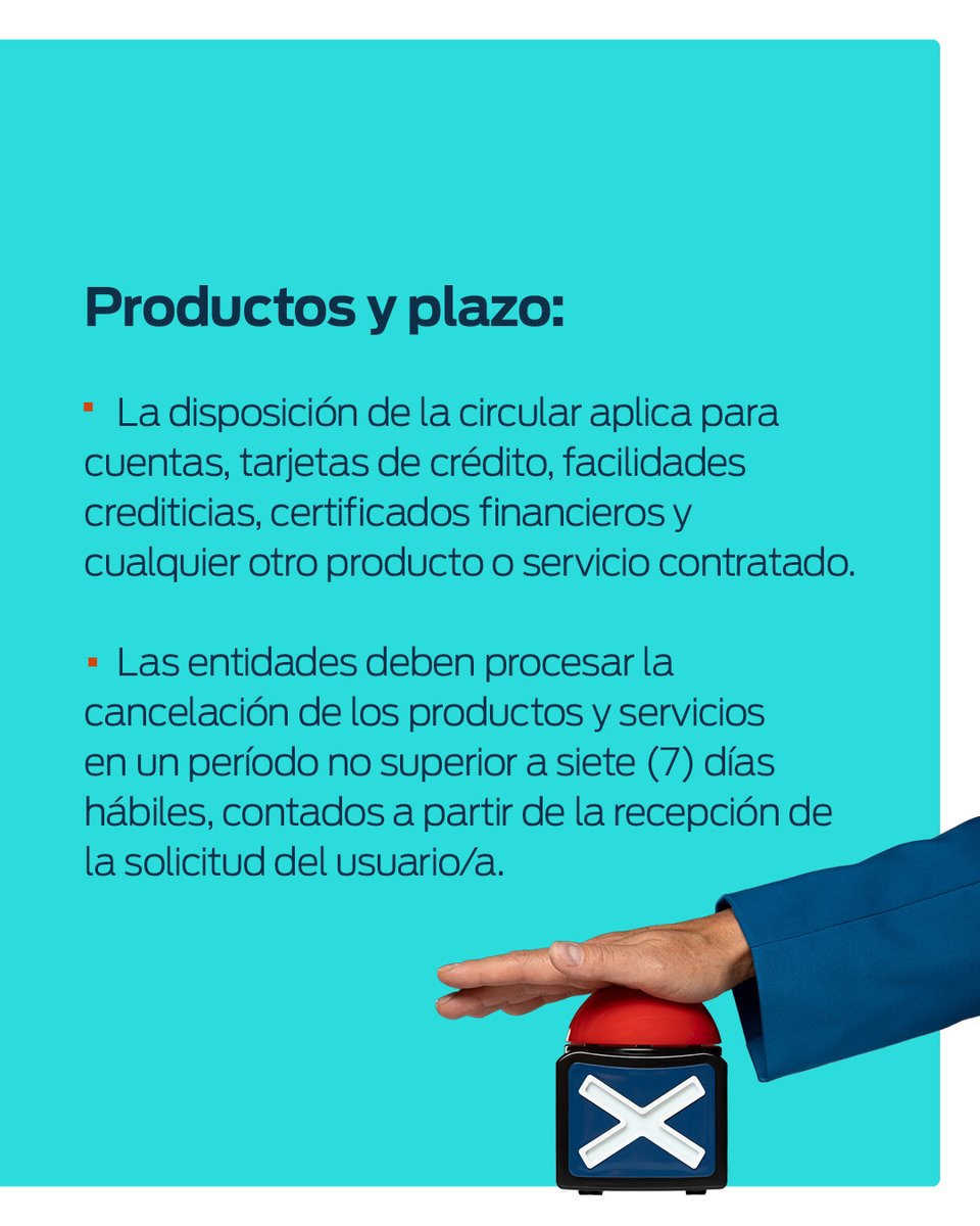 SuperdeBancosRD's tweet photo. Desliza para conocer más sobre los lineamientos de cancelación de productos y servicios.

#CircularSB #RegulaciónSB https://t.co/JLREKwOHHm