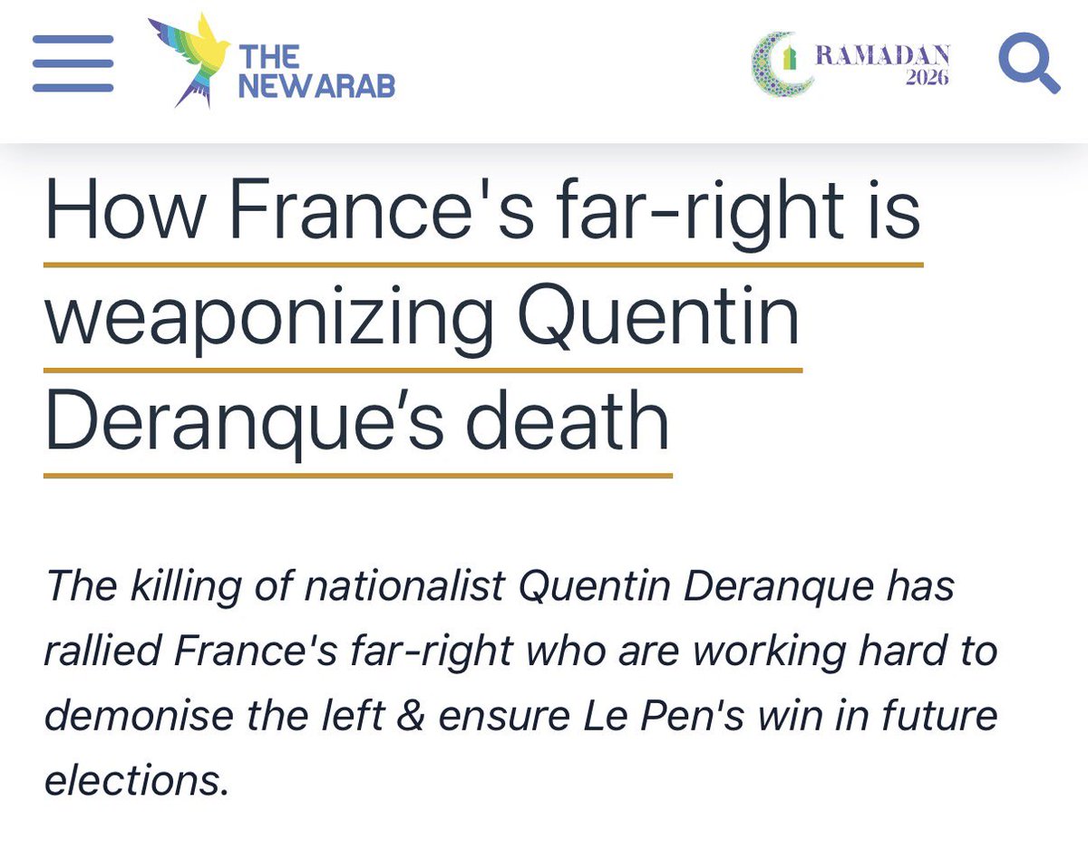 NabilaRamdani's tweet image. My OpEd for @The_NewArab:  

How #France's far-right is weaponising Quentin #Deranque’s death.
The killing of nationalist Quentin Deranque has rallied France's #farRight who are working hard to demonise the #left &amp;amp; ensure #LePen's win in future elections. 
newarab.com/opinion/how-fr…