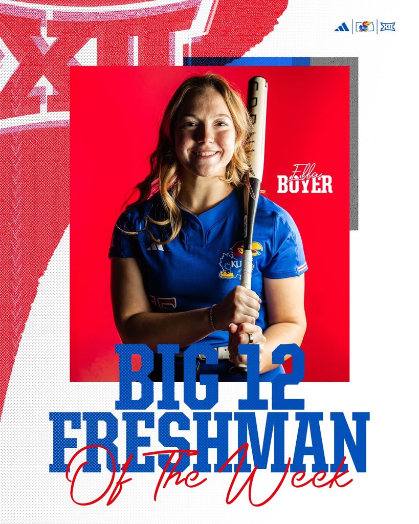 BlazeFastpitch's tweet photo. Making an immediate impact at the next level. π₯
Congrats to Ella Boyer on earning Big 12 Freshman of the Week honors for Kansas! Proud to see her hard work paying off in a big way.
The best is still ahead. π₯
#Big12 #RockChalk #FreshmanOfTheWeek https://t.co/CPyNYaY11p