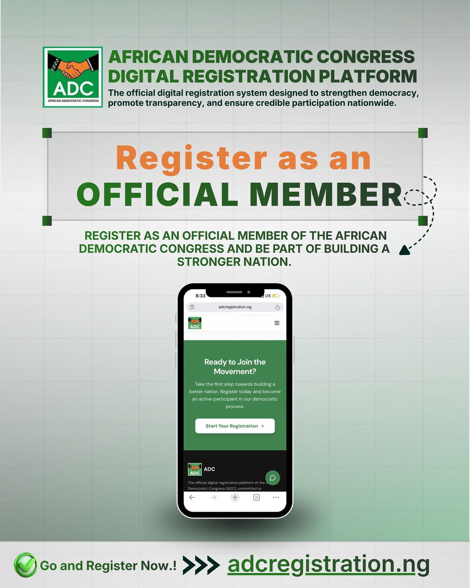 AishaYesufu's tweet photo. ADC online registration is ongoing and no plans to stop the digital registration tomorrow. Kindly disregard any news saying otherwise.
Visit https://t.co/39ASPtYN7J  and register https://t.co/mxobliJDgJ