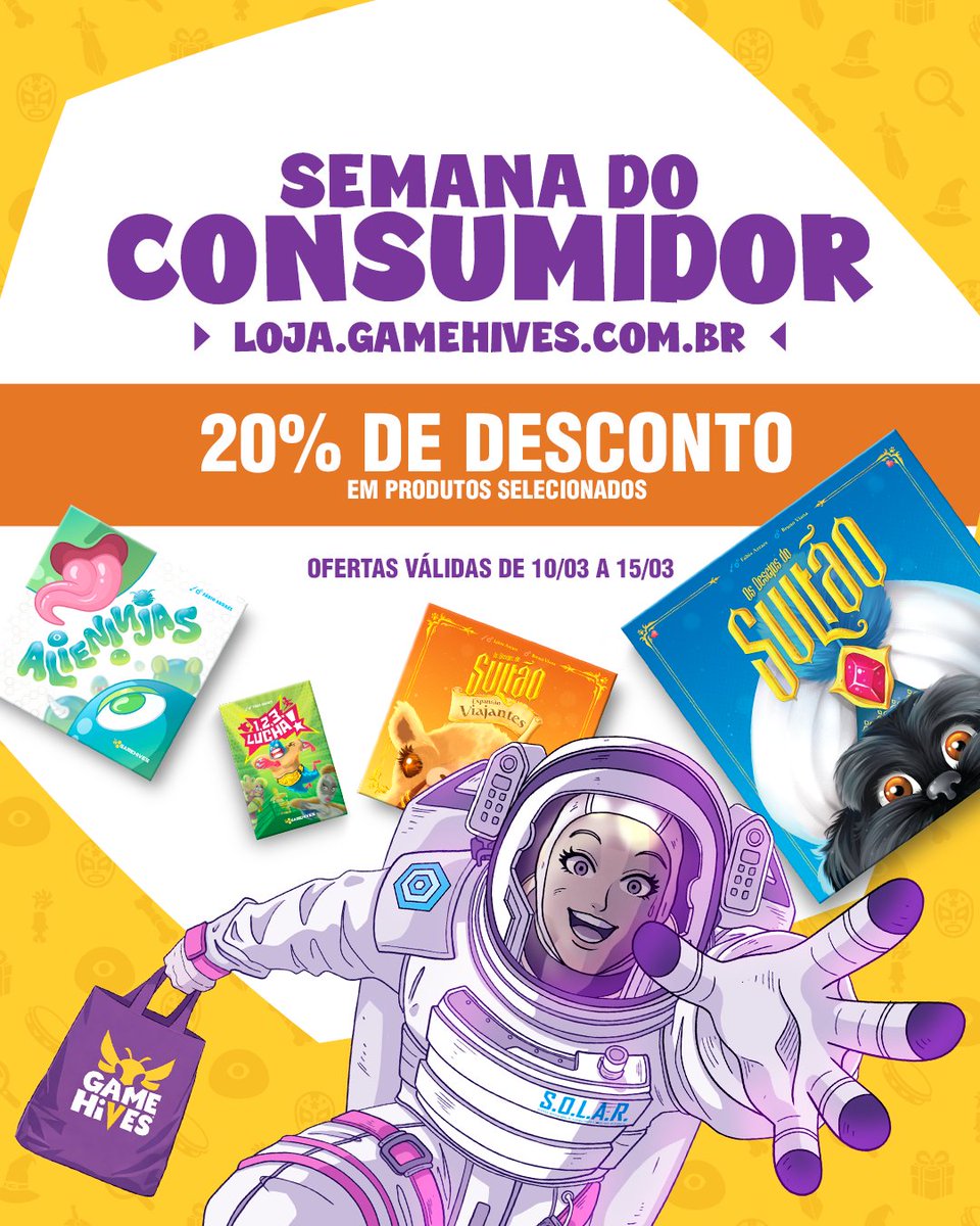 gamehives's tweet photo. 🎉 Semana do Consumidor Gamehives! 🎲

20% de desconto em produtos selecionados na loja oficial da Gamehives

🛒 Acesse e aproveite:
https://t.co/pVkea47UET

Ofertas válidas de 10/03 a 15/03

Não deixe passar essa chance de levar mais diversão para sua mesa.

#SemanaDoConsumidor https://t.co/YkQupgfXtb