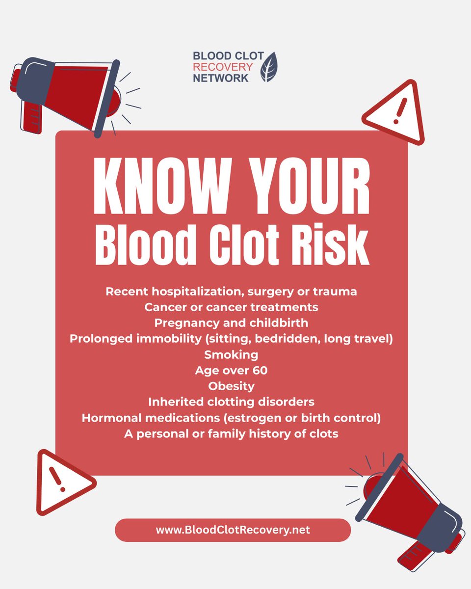 Knowing your risk for #bloodclots can help prevent them. When you know your risk, you are more likely to recognize the signs and talk with your doctor about ways to reduce that risk, creating an empowering approach to your health. More: bloodclotrecovery.net/blood-clot-ris…
#AwarenessMatters