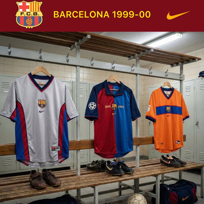 00sFootb4ll's tweet photo. Barcelona's 3 kits for the 1999-00 season 👕 https://t.co/ZgUZQybxzt
