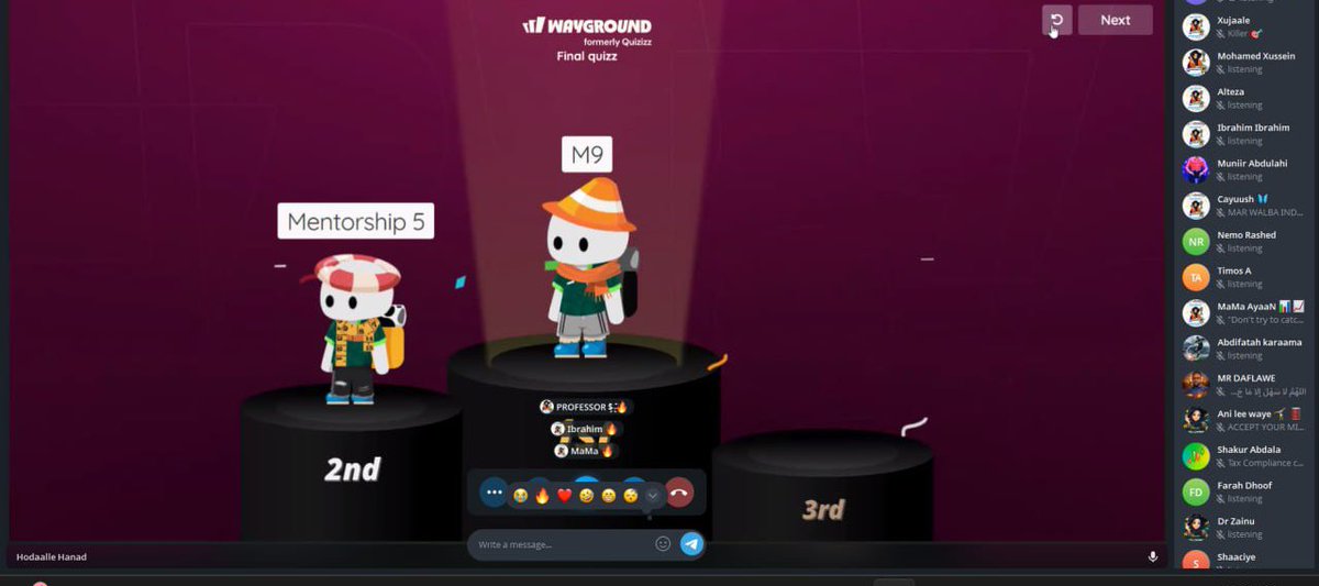 somalisfc's tweet image. Caawa waxaa si rasmi ah u soo xirmay tartankii weynaa.

🥇 Guusha waxaa qaaday Mentor 9.

Hambalyo dhammaan ka soo qaybgalayaasha iyo mentorships dhaman.
Tartan adag oo qurux badan ayuu ahaa. 🔥
#Mentor9 #SFC