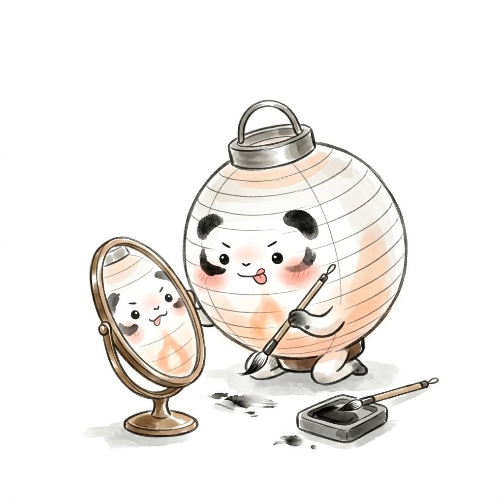 InazoNitobe70's tweet photo. 今日は #パンダ発見の日 🐼

白と黒の不思議な生き物、パンダさん。

墨を目の周りに塗って「僕もパンダだよ！」って言ってるけど……
ともし、それだと「パンダ」じゃなくて「泥棒さん」に見えるよ？笑

#AIイラスト #水墨画 #ともし #1日1絵 #パンダ https://t.co/YQJ7XM56cH