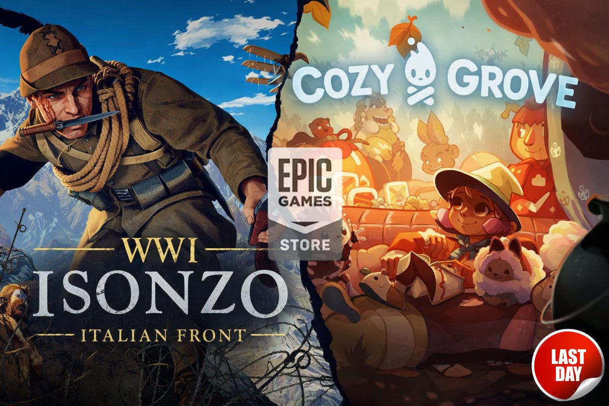 SteamGamesPC's tweet image. 💯🎮Last day to grab 💥"Isonzo"💥&amp;amp;🔥"Cozy Grove"🔥 for FREE to keep FOREVER on your #EpicGames library - ends Thursday, March 19th at 5:00 PM CET‼️

1⃣ Isonzo
👉store.epicgames.com/en-US/p/isonzo
2⃣ Cozy Grove
👉store.epicgames.com/en-US/p/cozy-g…
#FreeGames #EpicGames #EpicGameStore #FreeGame