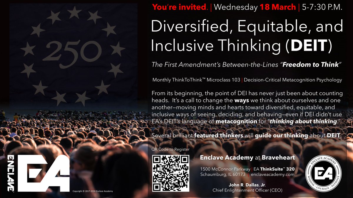 JohnRDallasJr's tweet photo. Since 2017, thinker-doers are invited to engage in the 3rd Wednesday #ThinkToThink™ MicroclassEd Series at @EnclaveAcademy—just west of @chicago's @fly2ohare in @SchaumburgIL.

Music at the baby grand, refreshments, networking— and 5⭐️Featured Thinkers.
 
https://t.co/ShEwSJxi3B https://t.co/VKhcOuCVHd