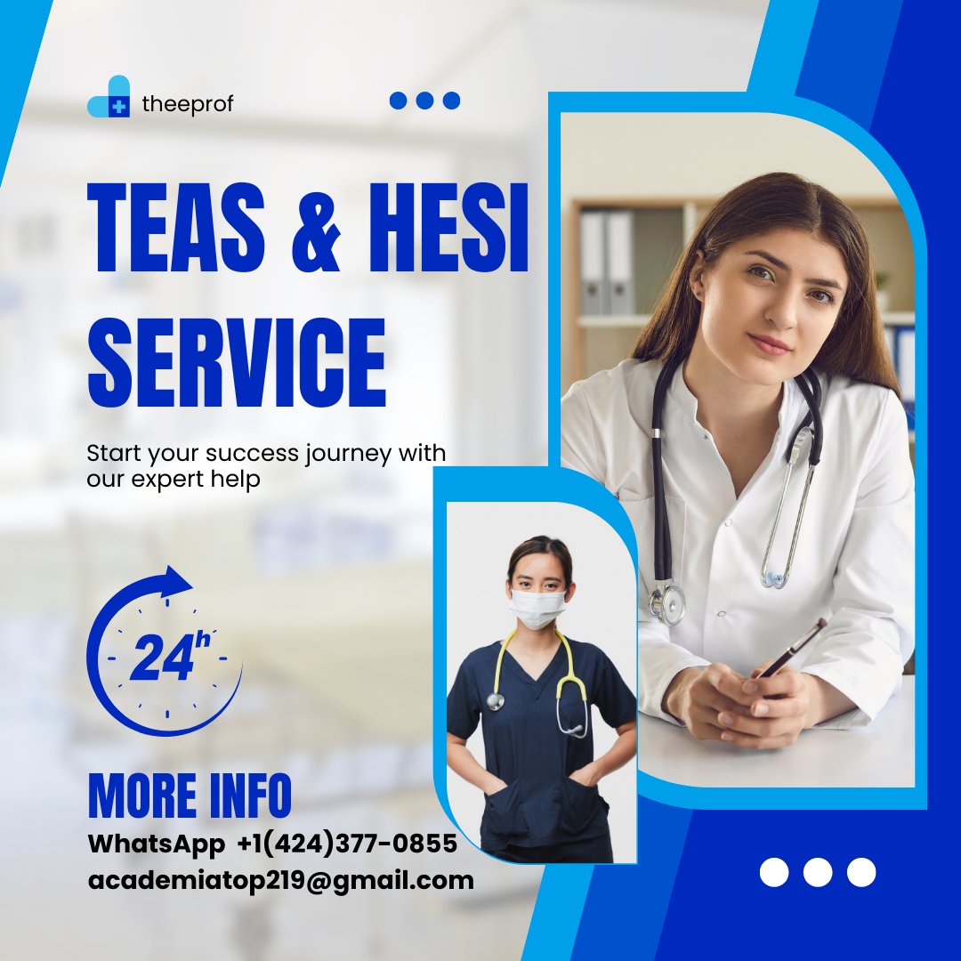 _theeprof's tweet image. Stop stressing about exams and start preparing with professionals who care!
Our TEAS &amp;amp; HESI tutors provide structured lessons and mock tests that guarantee results.
📞 Contact now: +1 (424) 377-0855
#NursingPrep #ExamCoaching #HESIPrep #TEASTraining #AcademicExcellence
